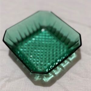 Vintage Green Glass Hexagonal Dish